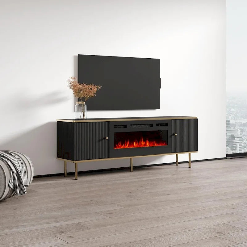 Meuble TV avec foyer électrique Camelia BL-EF de 63 po