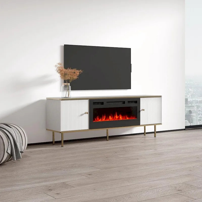 Meuble TV avec foyer électrique Camelia BL-EF de 63 po