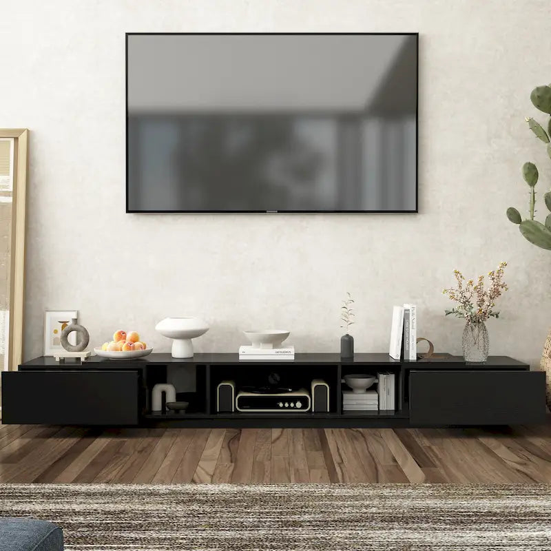 Meuble TV 94,5 avec gestion de câbles efficace et console de rangement spacieuse