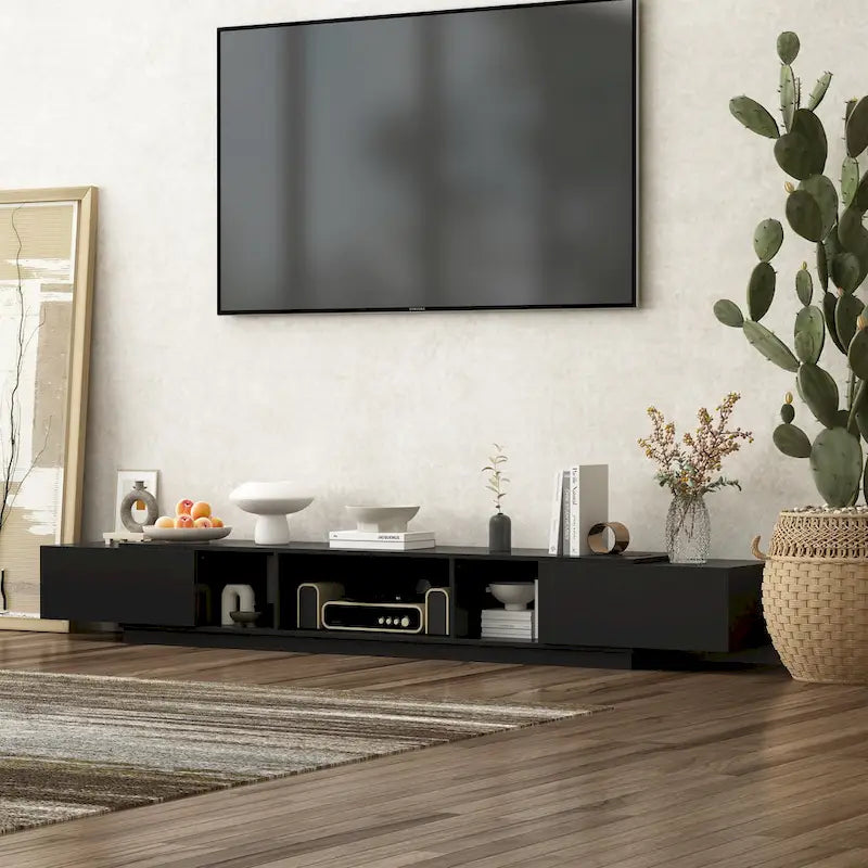 Meuble TV 94,5 avec gestion de câbles efficace et console de rangement spacieuse