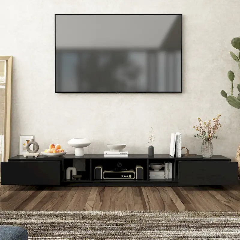 Meuble TV 94,5 avec gestion de câbles efficace et console de rangement spacieuse