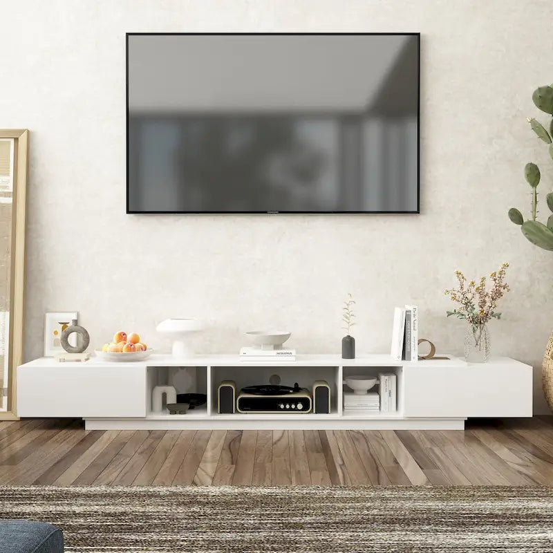 Meuble TV 94,5 avec gestion de câbles efficace et console de rangement spacieuse