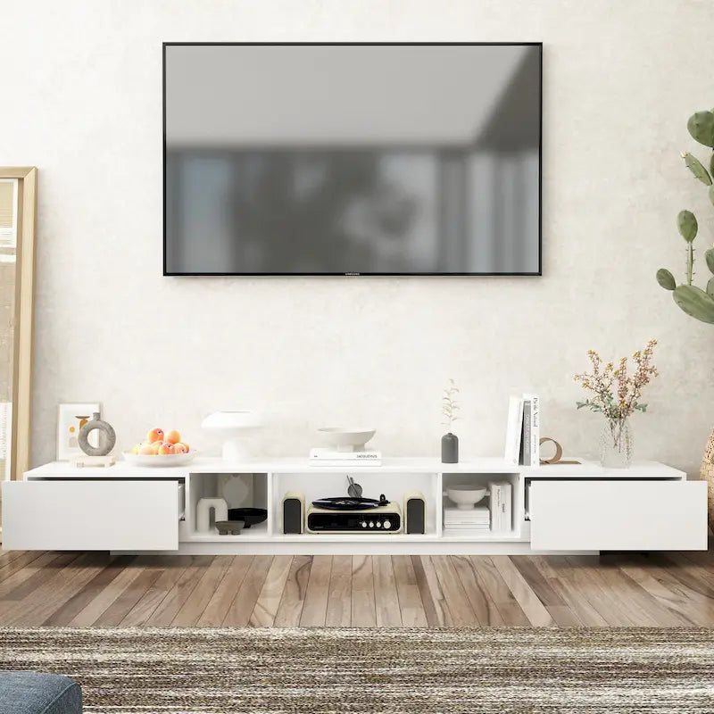Meuble TV 94,5 avec gestion de câbles efficace et console de rangement spacieuse