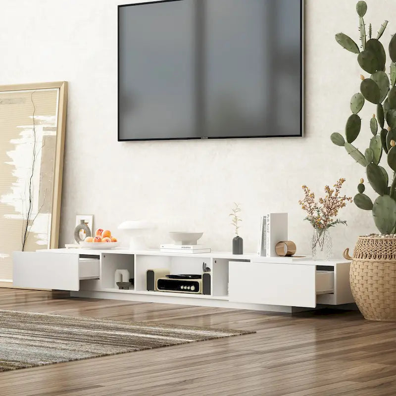 Meuble TV 94,5 avec gestion de câbles efficace et console de rangement spacieuse