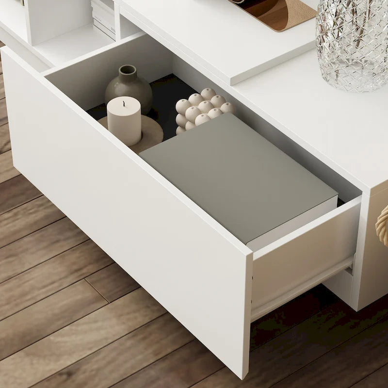 Meuble TV 94,5 avec gestion de câbles efficace et console de rangement spacieuse