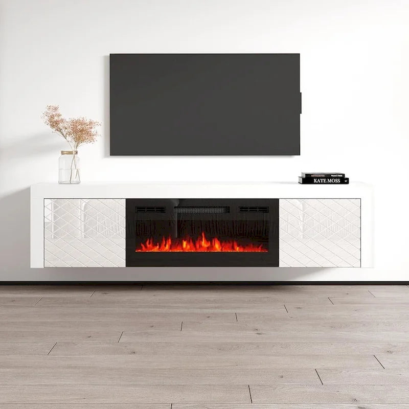 Meuble TV avec cheminée électrique Dia BL-EF 71