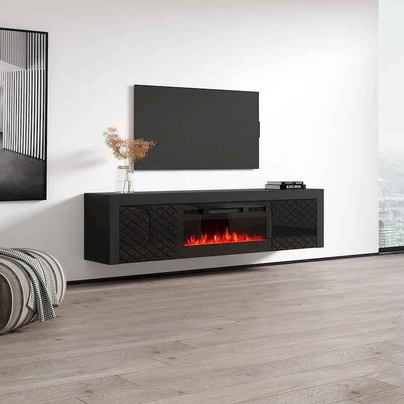 Meuble TV avec cheminée électrique Dia BL-EF 71