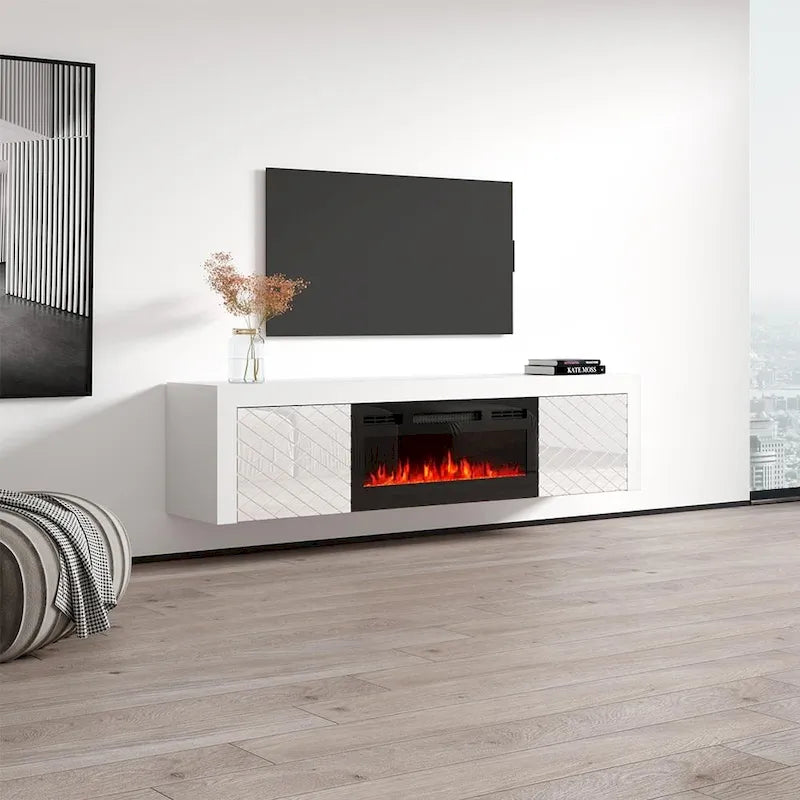 Meuble TV avec cheminée électrique Dia BL-EF 71