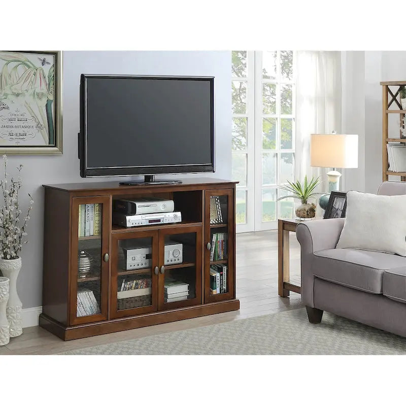 Meuble TV Summit Highboy 60 de Convenience Concepts avec armoires de rangement et étagères