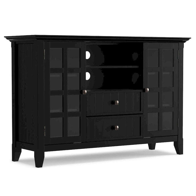 WYNDENHALL Normandy Meuble TV multimédia en bois massif de 134,6 cm de large pour téléviseurs jusqu'à 60 pouces