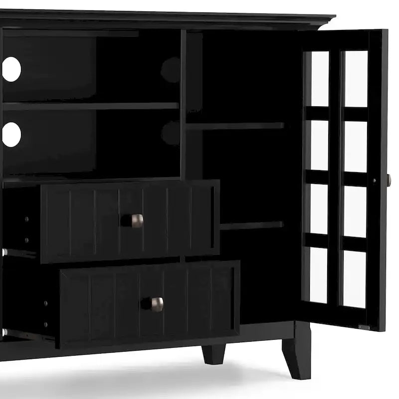 WYNDENHALL Normandy Meuble TV multimédia en bois massif de 134,6 cm de large pour téléviseurs jusqu'à 60 pouces