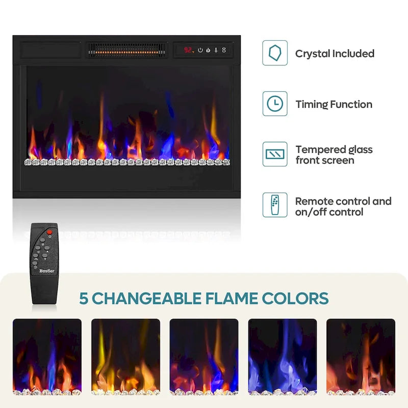 Meuble TV de 70 pouces pour téléviseurs de 75 pouces avec cheminée électrique à LED et meuble - 71 pouces