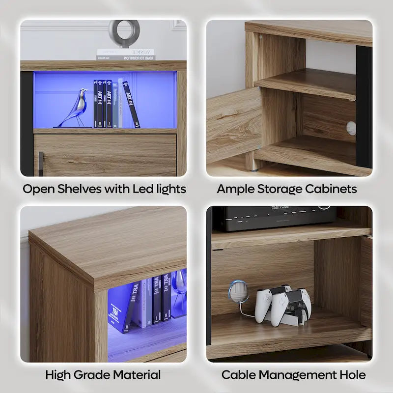 Meuble TV de 70 pouces pour téléviseurs de 75 pouces avec cheminée électrique à LED et meuble - 71 pouces