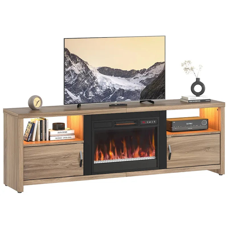 Meuble TV de 70 pouces pour téléviseurs de 75 pouces avec cheminée électrique à LED et meuble - 71 pouces