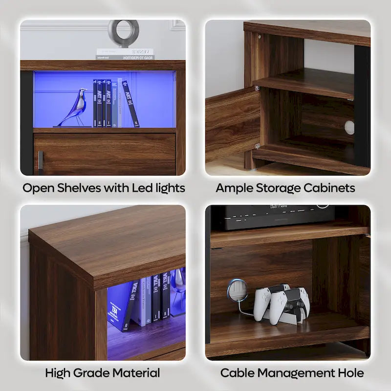 Meuble TV de 70 pouces pour téléviseurs de 75 pouces avec cheminée électrique à LED et meuble - 71 pouces