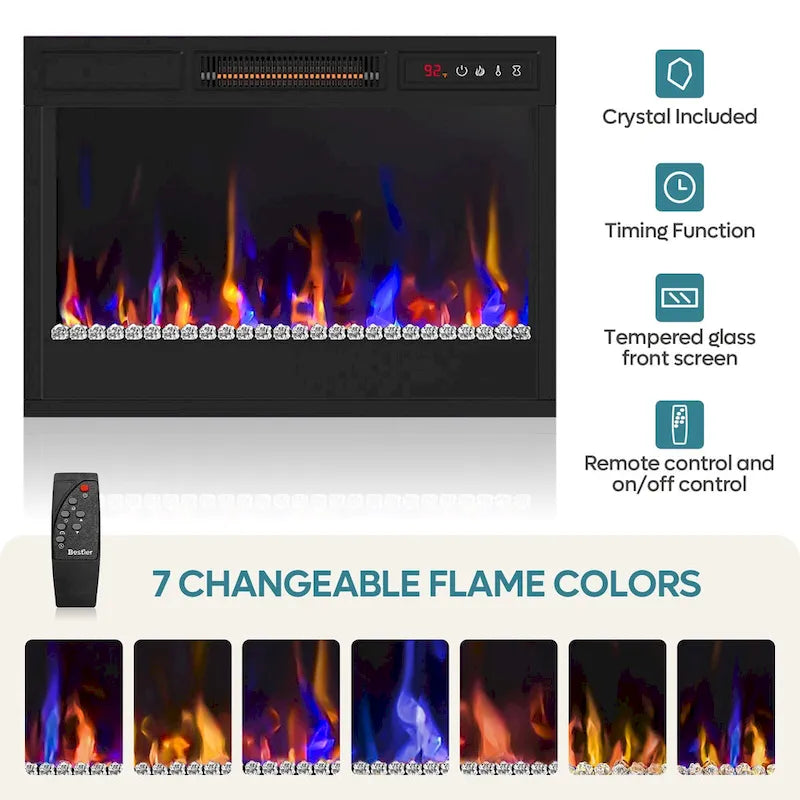 Meuble TV de 70 pouces pour téléviseurs de 75 pouces avec cheminée électrique à LED et meuble - 71 pouces