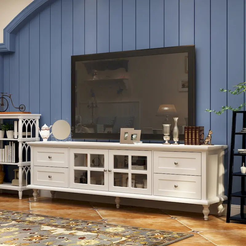 Ensemble de meubles avec rangement en verre trempé et combo meuble TV - Organisation - Meuble d'appoint+Meuble TV