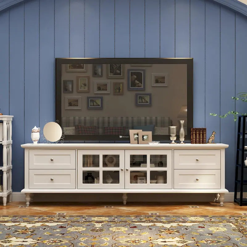 Ensemble de meubles avec rangement en verre trempé et combo meuble TV - Organisation - Meuble d'appoint+Meuble TV