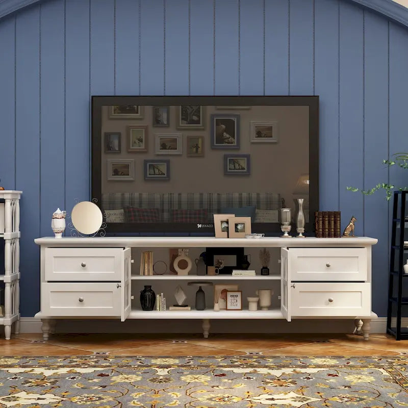 Ensemble de meubles avec rangement en verre trempé et combo meuble TV - Organisation - Meuble d'appoint+Meuble TV