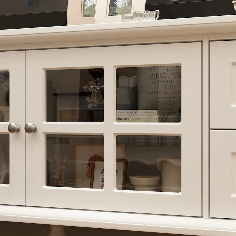 Ensemble de meubles avec rangement en verre trempé et combo meuble TV - Organisation - Meuble d'appoint+Meuble TV