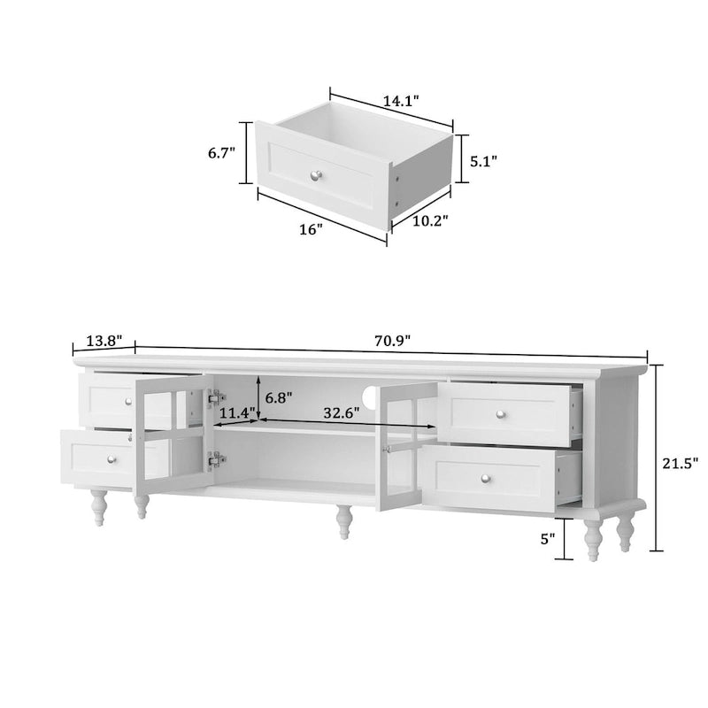 Ensemble de meubles avec rangement en verre trempé et combo meuble TV - Organisation - Meuble d'appoint+Meuble TV