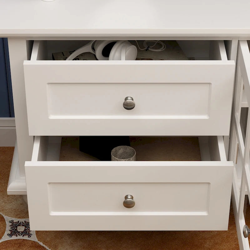 Ensemble de meubles avec rangement en verre trempé et combo meuble TV - Organisation - Meuble d'appoint+Meuble TV