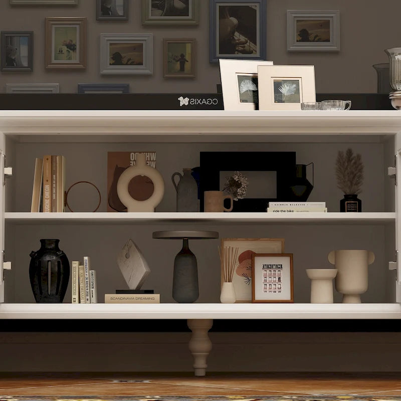 Ensemble de meubles avec rangement en verre trempé et combo meuble TV - Organisation - Meuble d'appoint+Meuble TV