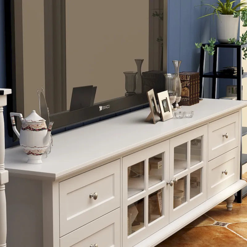 Ensemble de meubles avec rangement en verre trempé et combo meuble TV - Organisation - Meuble d'appoint+Meuble TV