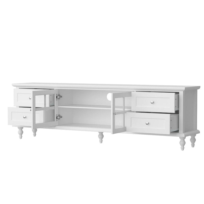 Ensemble de meubles avec rangement en verre trempé et combo meuble TV - Organisation - Meuble d'appoint+Meuble TV