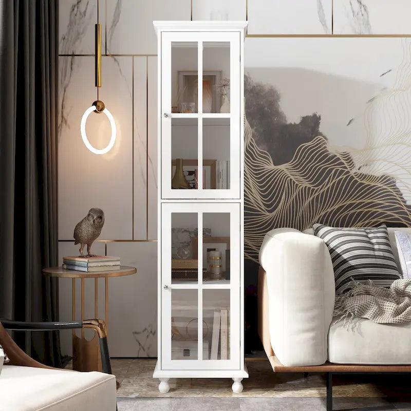 Ensemble de meubles avec rangement en verre trempé et combo meuble TV - Organisation - Meuble d'appoint+Meuble TV