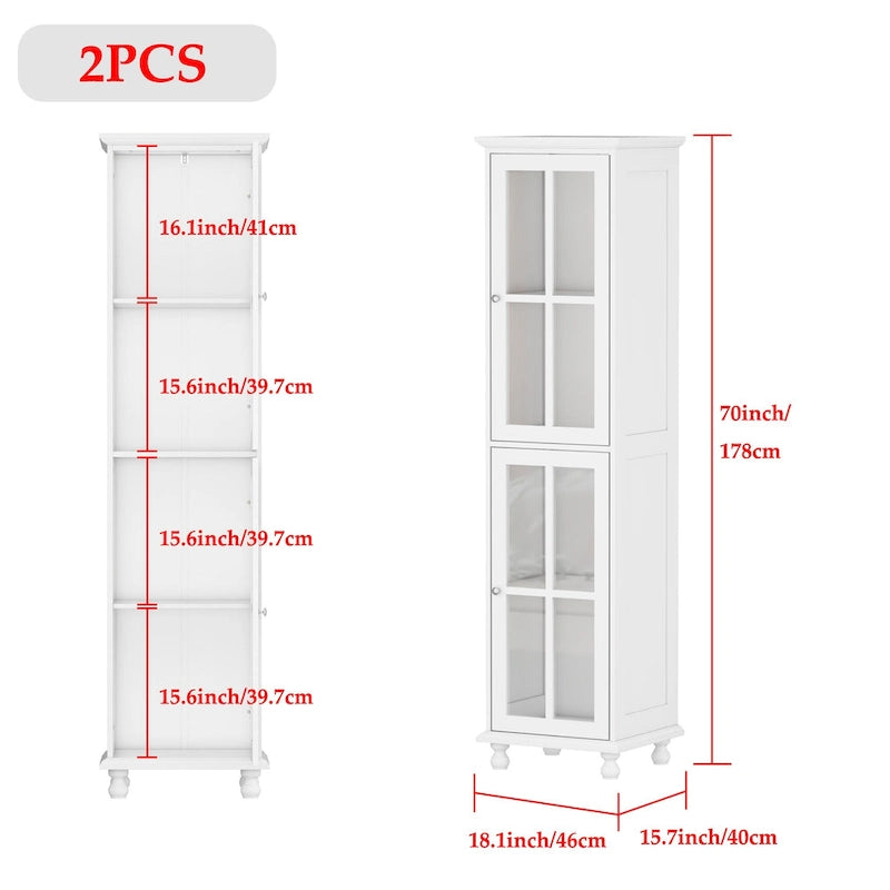 Ensemble de meubles avec rangement en verre trempé et combo meuble TV - Organisation - Meuble d'appoint+Meuble TV