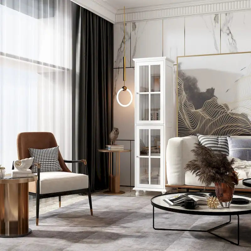Ensemble de meubles avec rangement en verre trempé et combo meuble TV - Organisation - Meuble d'appoint+Meuble TV