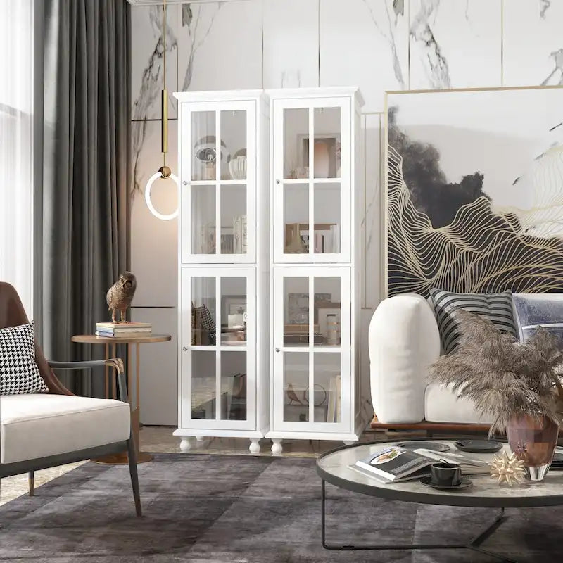 Ensemble de meubles avec rangement en verre trempé et combo meuble TV - Organisation - Meuble d'appoint+Meuble TV