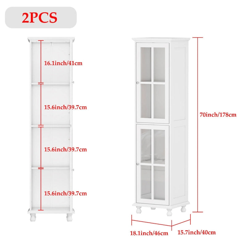 Ensemble de meubles avec rangement en verre trempé et combo meuble TV - Organisation - Meuble d'appoint+Meuble TV