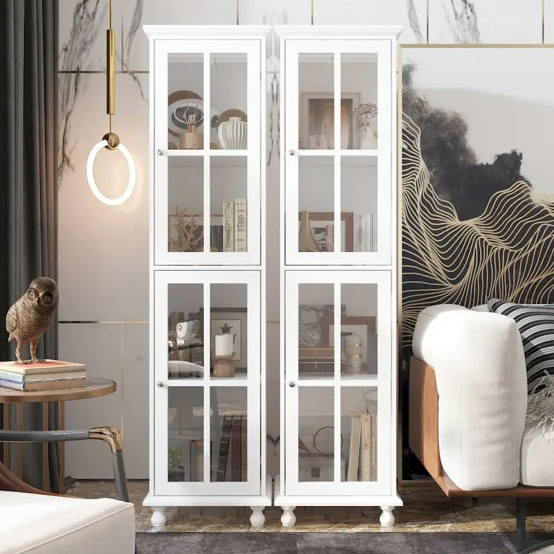 Ensemble de meubles avec rangement en verre trempé et combo meuble TV - Organisation - Meuble d'appoint+Meuble TV
