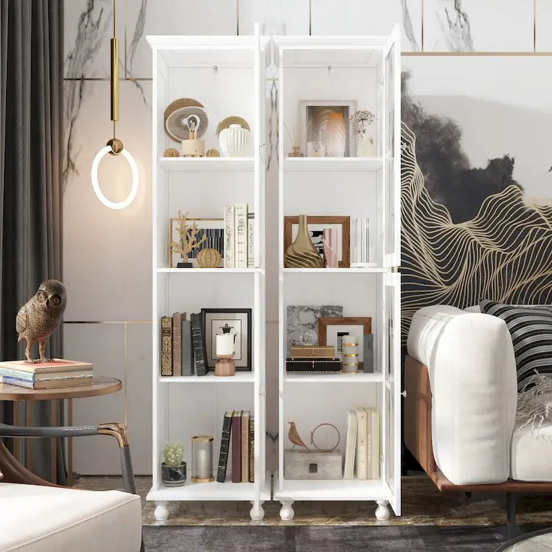 Ensemble de meubles avec rangement en verre trempé et combo meuble TV - Organisation - Meuble d'appoint+Meuble TV