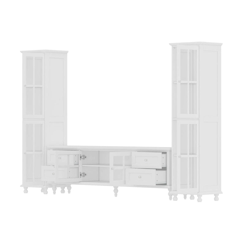 Ensemble de meubles avec rangement en verre trempé et combo meuble TV - Organisation - Meuble d'appoint+Meuble TV