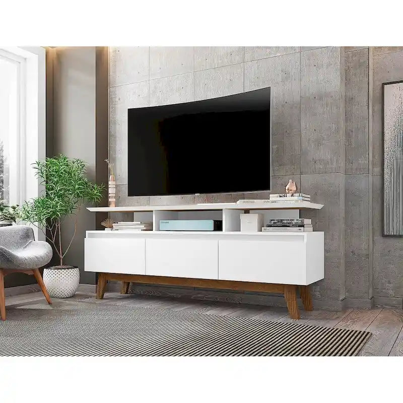 Meuble console média en bois Yonkers Mid-Century Modern
