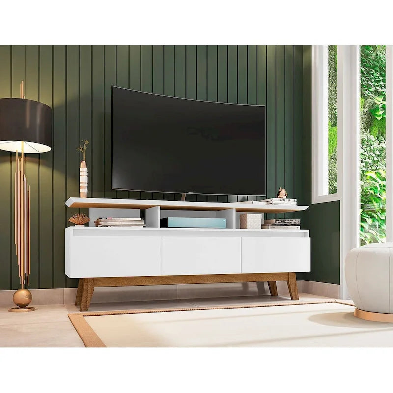 Meuble console média en bois Yonkers Mid-Century Modern