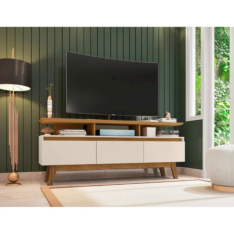 Meuble console média en bois Yonkers Mid-Century Modern