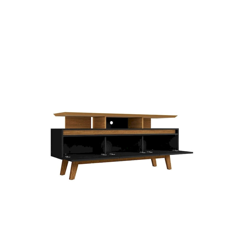 Meuble console média en bois Yonkers Mid-Century Modern