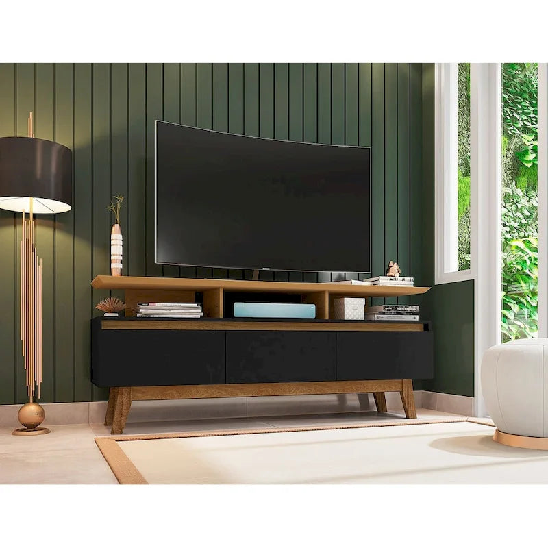 Meuble console média en bois Yonkers Mid-Century Modern