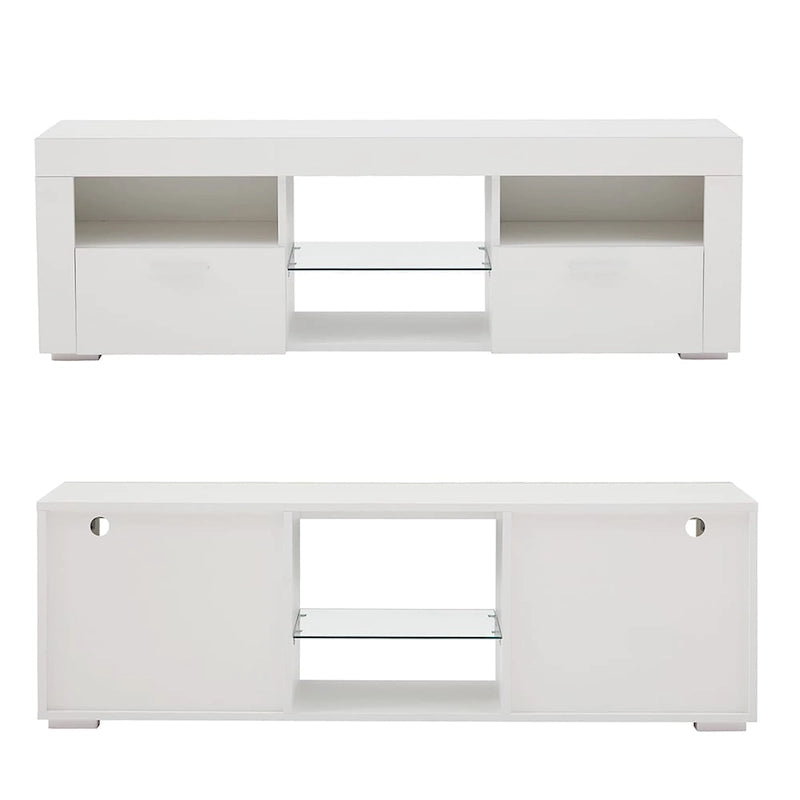 Meuble TV LED moderne avec lumières LED, haute brillance - 51L*14l*16H pouces