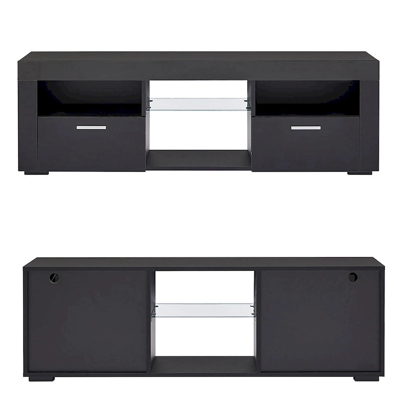 Meuble TV LED moderne avec lumières LED, haute brillance - 51L*14l*16H pouces