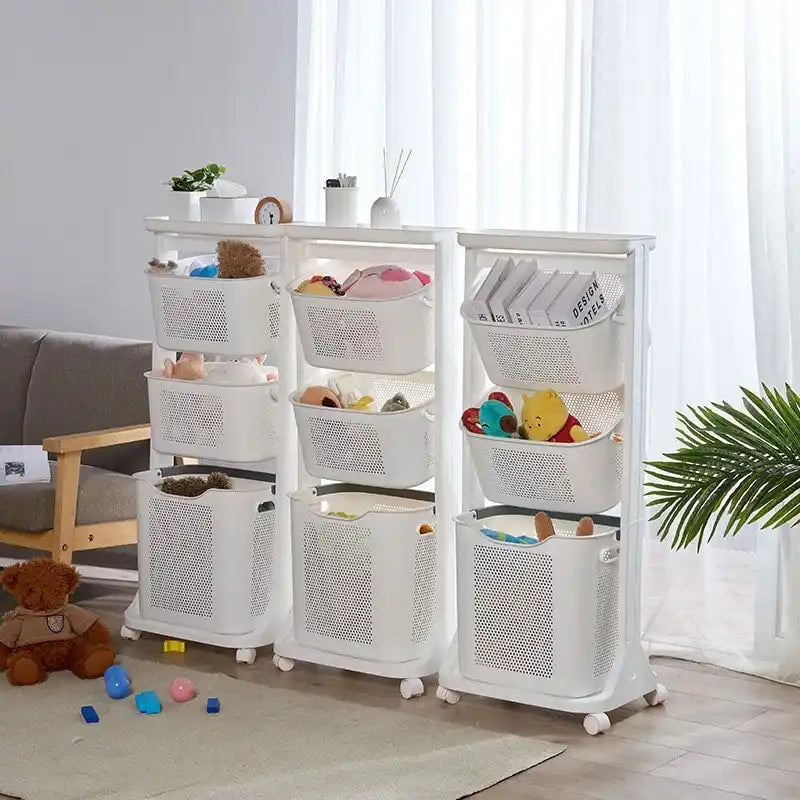 3-Chariot roulant portable avec panier et étagère supérieure