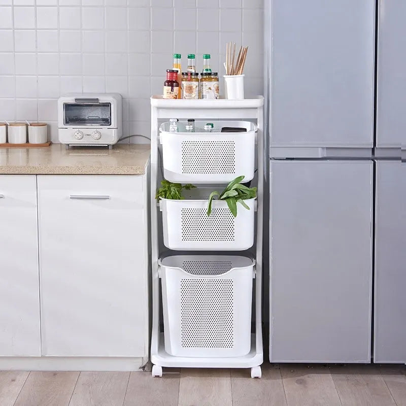 3-Chariot roulant portable avec panier et étagère supérieure