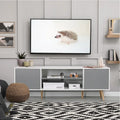 Meuble TV moderne du milieu du siècle AVAWING pour téléviseur de 60 pouces avec rangement et étagère ouverte