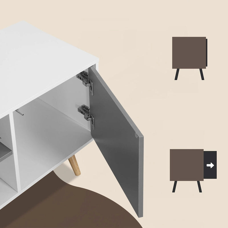 Meuble TV moderne du milieu du siècle AVAWING pour téléviseur de 60 pouces avec rangement et étagère ouverte