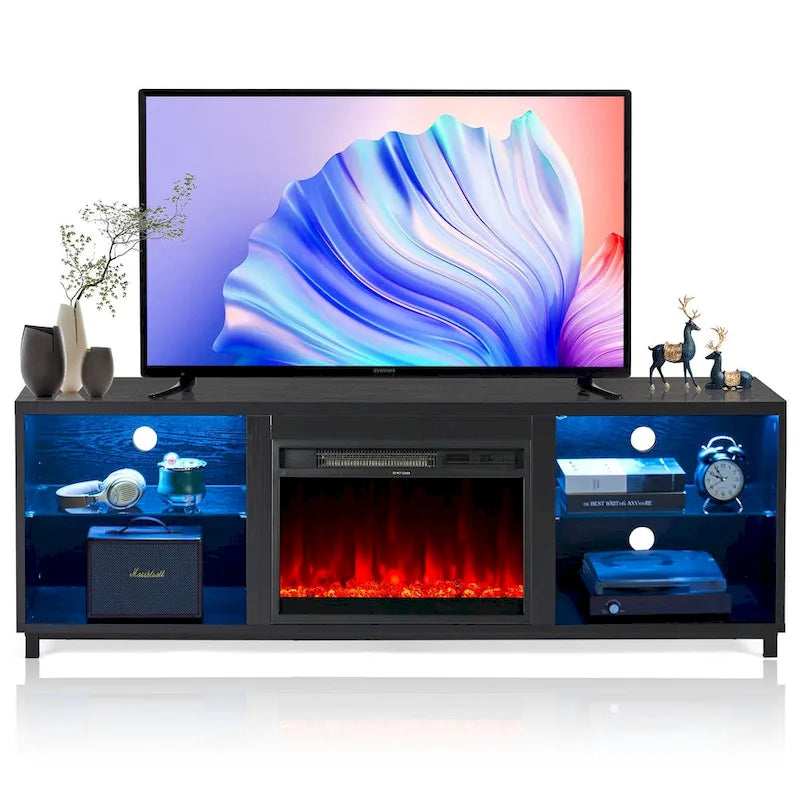 Meuble TV moderne de 172 cm avec cheminée électrique