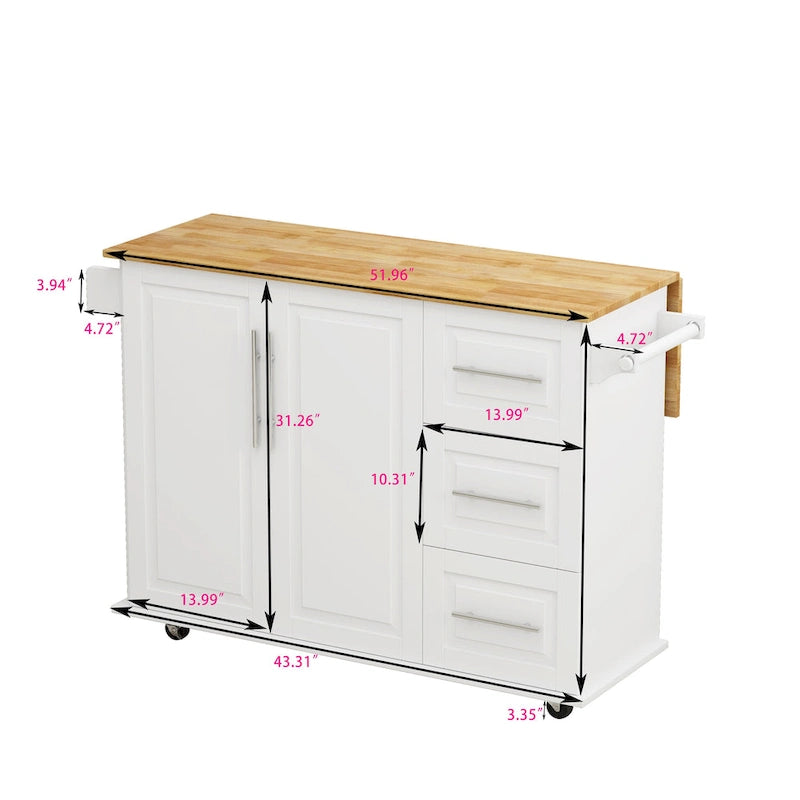 Desserte de cuisine avec placard à 2 portes et 3 tiroirs